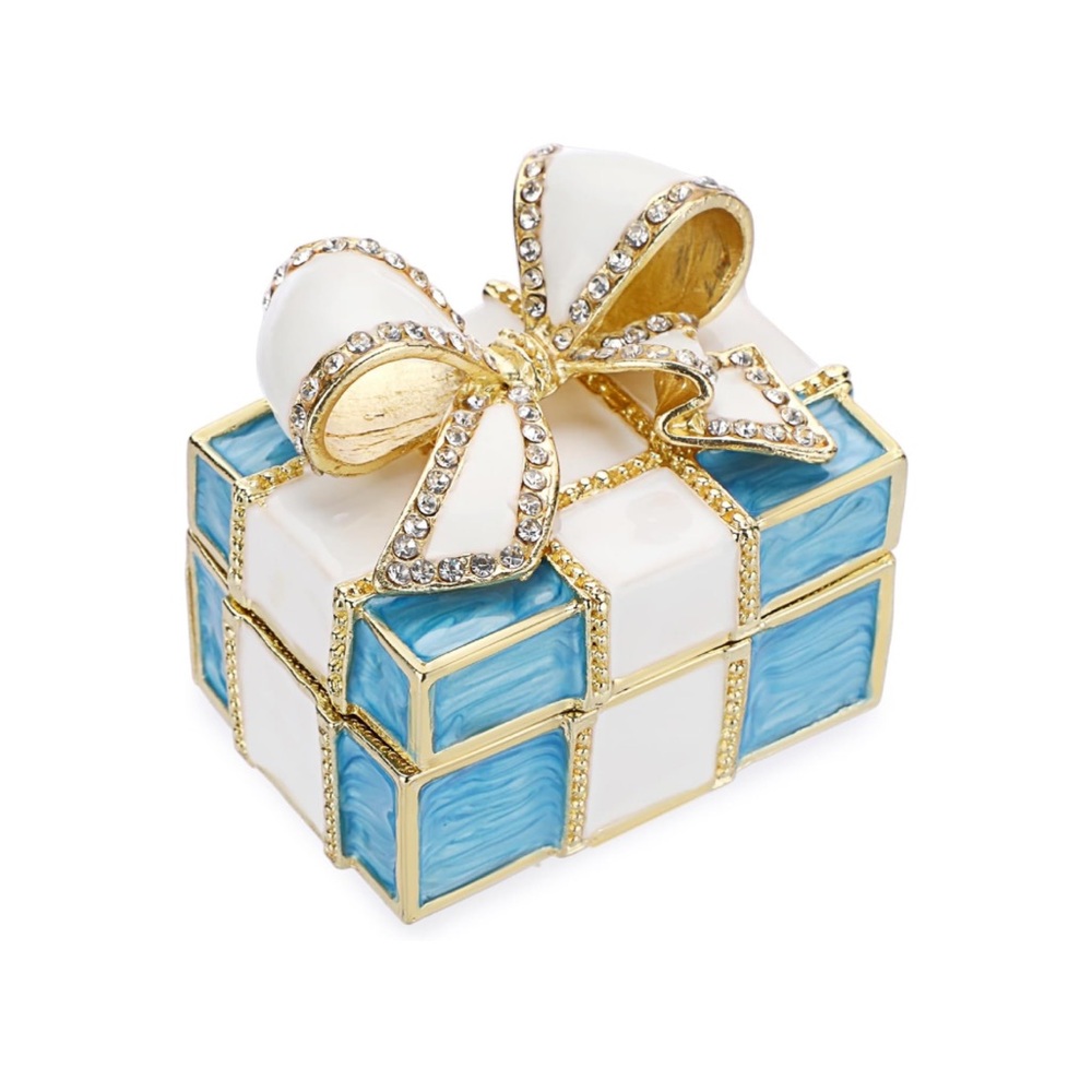 Elegant Blue and White Gift Box Trinket